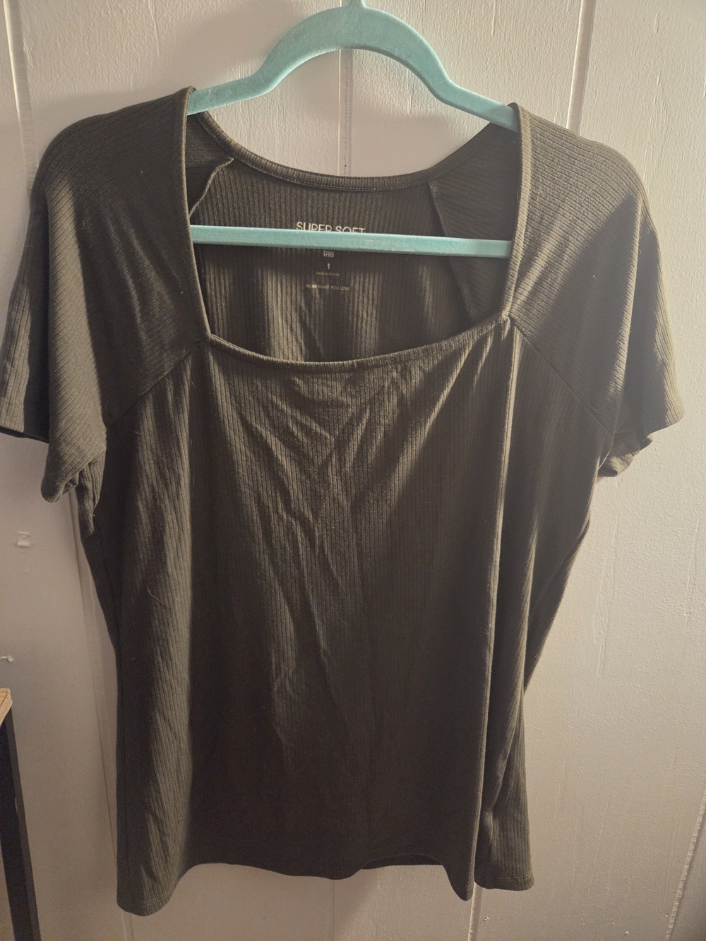 torrid Black Square-Neck Short Sleeve Ribbed Top